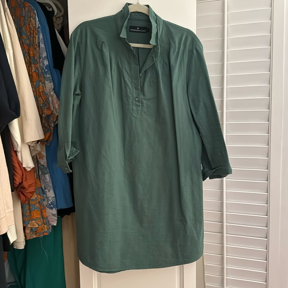 Tuckernuck green cotton shirt dress